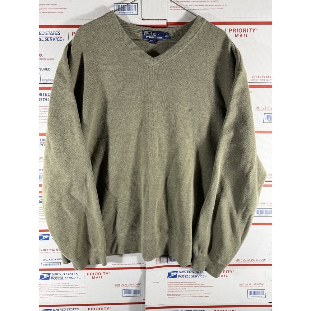 Polo Ralph Lauren Sweater Mens 2X 100% Cotton V Neck Pullover Classic Pony
